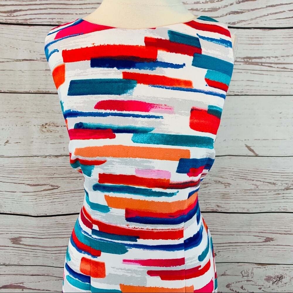 Agb Multicolored Brush Stroke Pattern Sheath Dress - image 2